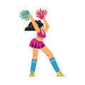 Cheerful cheerleader with pom-poms vector illustration Royalty Free Stock Photo