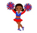 Cheerleader in red blue uniform with Pom Poms Royalty Free Stock Photo