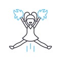 cheerleader support line icon, outline symbol, vector illustration, concept sign