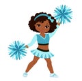 Cheerleader in turquoise uniform with Pom Poms. Royalty Free Stock Photo