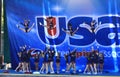 Cheerleaders competing at a competition