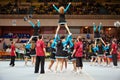 Cheerleaders girl team performs at Championship