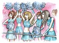 Cheerleaders. Group of young female fans Royalty Free Stock Photo