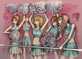 Cheerleaders. Group of young female fans Royalty Free Stock Photo