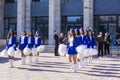 Cheerleaders at a holiday in Giurgiu city Royalty Free Stock Photo