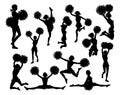 Cheerleaders with Pom Poms Silhouettes