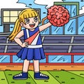 Cheerleading Girl Cheerleader Colored Cartoon Royalty Free Stock Photo