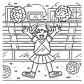 Cheerleading Girl Cheerleader Pompoms Coloring