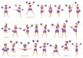 Cheerleading icons set cartoon vector. School girl Royalty Free Stock Photo