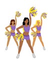 Cheerleading Teams Web Banner. Girls with Pompoms