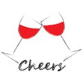 Red wine glasses with toast cheers Royalty Free Stock Photo