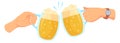 Cheers with beer mugs. Cartoon pub glass icon Royalty Free Stock Photo