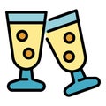 Cheers champagne glasses icon color outline vector