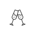 Cheers champagne glasses line icon Royalty Free Stock Photo