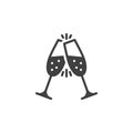 Cheers champagne glasses vector icon Royalty Free Stock Photo