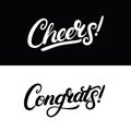 Cheers and Congrats hand written lettering for greeting card, invitation, poster and print.