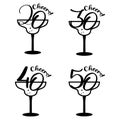 Cheers and fabulous 50th 40th and 30th birthday celebration. Cake topper shirt template for cut file set. Cheers to Royalty Free Stock Photo
