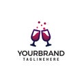 Cheers glass wine logo design concept template