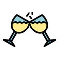 Cheers glasses icon vector flat