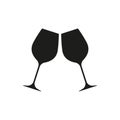 Cheers icon isolated on white background. Two wine glasses icon. Vector illustration. Royalty Free Stock Photo