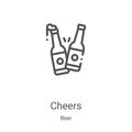 cheers icon vector from beer collection. Thin line cheers outline icon vector illustration. Linear symbol for use on web and