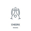 cheers icon vector from wedding collection. Thin line cheers outline icon vector illustration