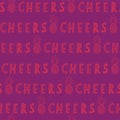 Cheers lettering with pineapples. Pink on purple. Great for backgrounds, restaurant and bar menu, bar decorations. Seamless vector Royalty Free Stock Photo