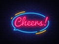 Cheers neon sign vector. Beer Party celebration Design template neon sign, light banner, neon signboard, nightly bright Royalty Free Stock Photo