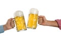 Cheers at the Oktoberfest in front of a white background Royalty Free Stock Photo