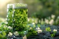 Cheers to St. Patrick: Green Brew & Clover Bliss. Concept Saint Patrick\'s Day, Green beer, Clover