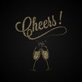 Cheers Vintage . Gold Champagne Background.
