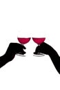 Cheers with wine glasses. Royalty Free Stock Photo
