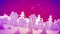 Christmas paper houses in pink backdrop Royalty Free Stock Photo
