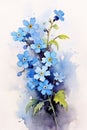 Cheery Forget-Me-Not Watercolor Painting .