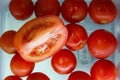 Cheery tomatoes with one cut piece