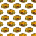 Cheesburger. Vector concept in doodle and sketch style. Hand drawn illustration for printing on T-shirts, postcards Royalty Free Stock Photo