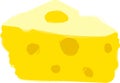 Piece of tasty yellow triangle cheese with holes