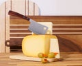 Cheese Aperitif White Cheddar Yellow Gouda Walnut Maple Wood Chopping Block Royalty Free Stock Photo