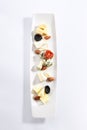 Cheese assorti platter top view Royalty Free Stock Photo