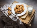 Cheese bagels biscuits from short pastry rolls, milk, dessert