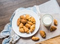 Cheese bagels biscuits from short pastry rolls, milk, dessert