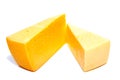 Cheese block isolated on white background cutout. Royalty Free Stock Photo