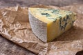 Cheese with a blue mold on the paper Royalty Free Stock Photo