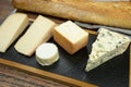 Cheese board and bread Royalty Free Stock Photo