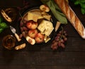 cheese board and fresh fruit grapes Royalty Free Stock Photo