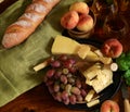 cheese board and fresh fruit grapes Royalty Free Stock Photo