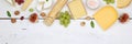 Cheese board platter plate Swiss bread Camembert copyspace banner top view Royalty Free Stock Photo