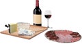 Cheese board and salami with wine