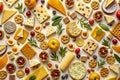 Cheese boards a repeating pattern. generated using AI. Royalty Free Stock Photo