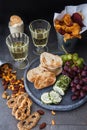 Cheese with bread and crackers Royalty Free Stock Photo